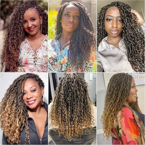 Goddess Locs Crochet Hair 12in Pre-Looped River Locs 4-Pack (1B/30) - Picture 7 of 9